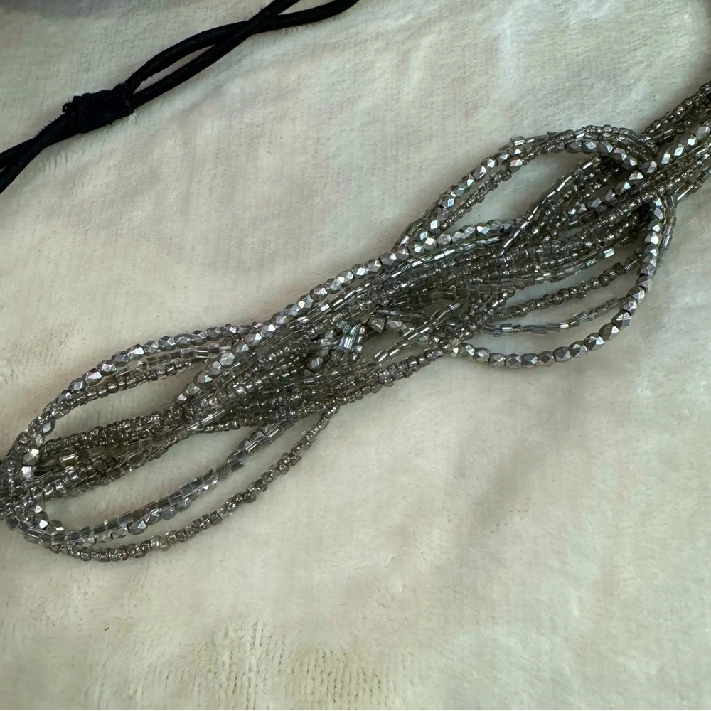 Boutique Silver Beaded Boho Headband - Picture 2 of 6